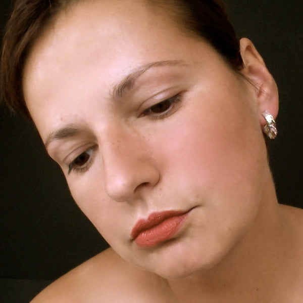Icon hoop stud Earrings, polished silver by Fiona DeMarco 