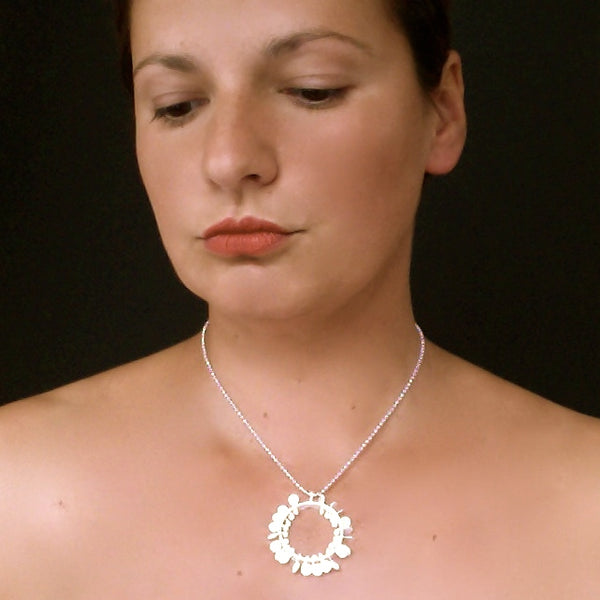 Icon wide Pendant, satin silver by Fiona DeMarco