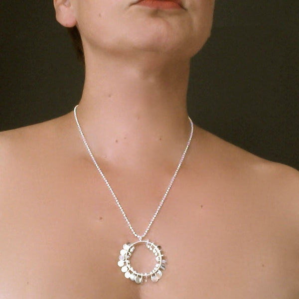 Icon wide Pendant, polished silver by Fiona DeMarco