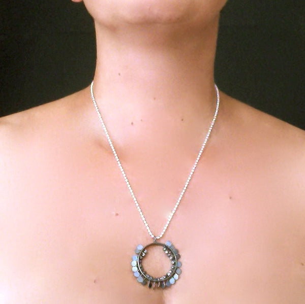Icon wide Pendant, oxidised silver by Fiona DeMarco