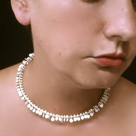 Icon Choker, satin silver by Fiona DeMarco