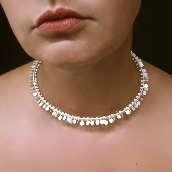 Icon Choker, satin silver by Fiona DeMarco