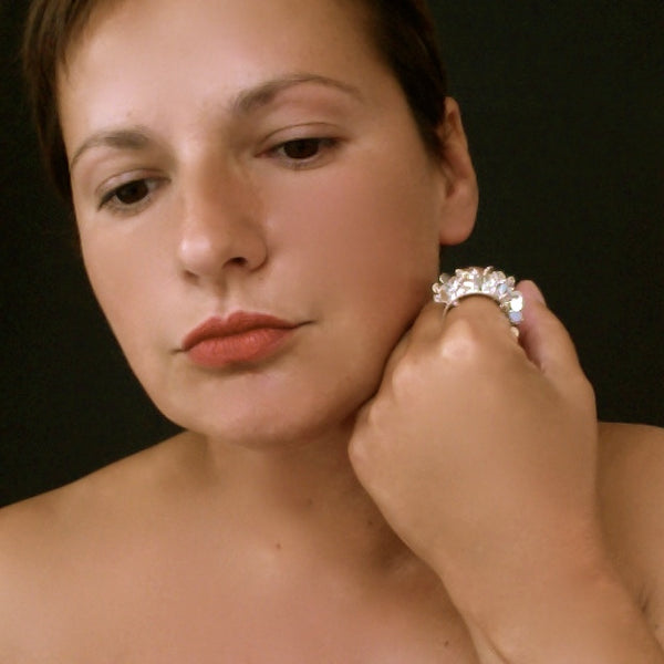 Icon wide Ring, polished silver by Fiona DeMarco