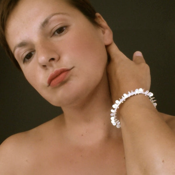 Icon Bangle, satin silver by Fiona DeMarco