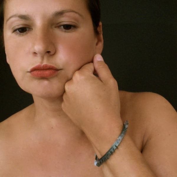 Icon Bangle, oxidised silver by Fiona DeMarco