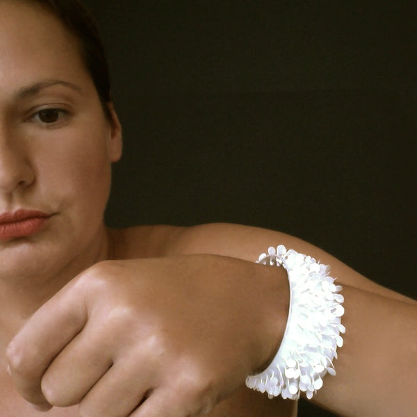 Icon Choker, satin silver by Fiona DeMarco