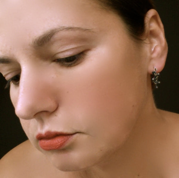 Harmony stud Earrings, oxidised silver by Fiona DeMarco