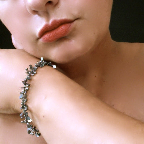 Harmony Bracelet, oxidised silver by Fiona DeMarco