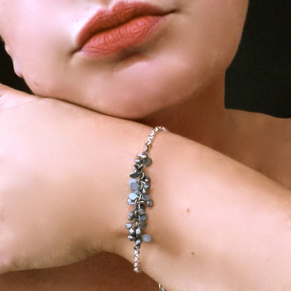 Harmony semi Bracelet, oxidised silver by Fiona DeMarco