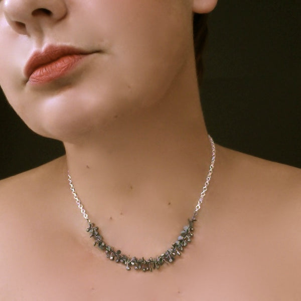 Harmony semi Necklace, oxidised silver by Fiona DeMarco