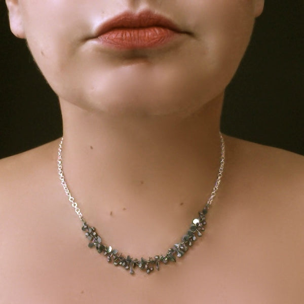 Harmony semi Necklace, oxidised silver by Fiona DeMarco