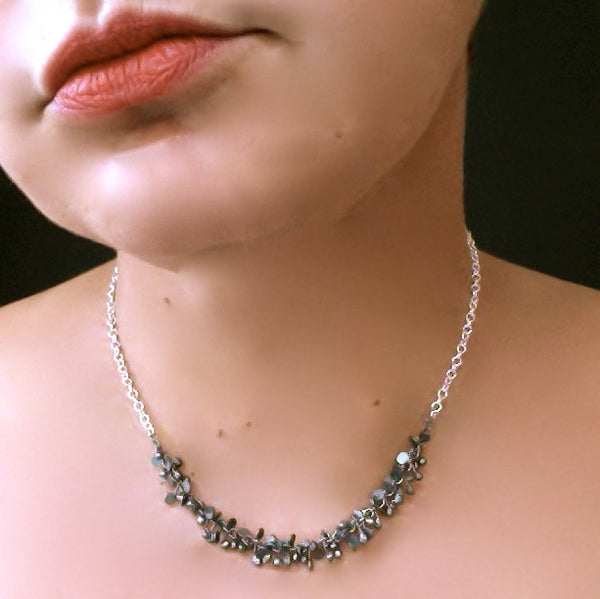 Harmony semi Necklace, oxidised silver by Fiona DeMarco