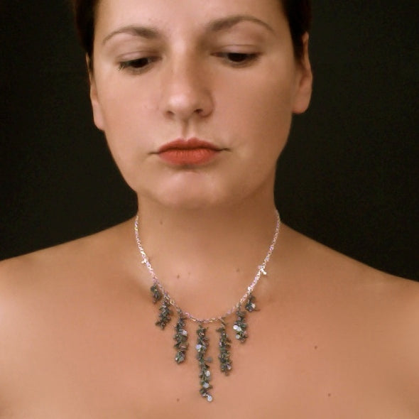 Harmony semi graduated Necklace, oxidised silver by Fiona DeMarco