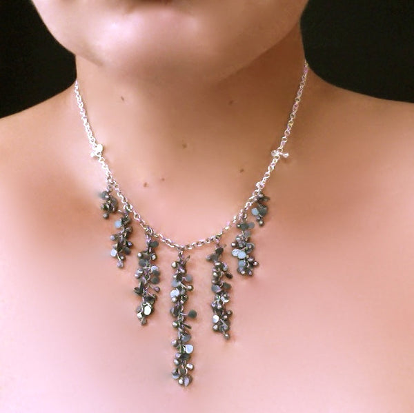Harmony semi graduated Necklace, oxidised silver by Fiona DeMarco