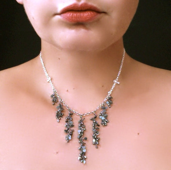 Harmony semi graduated Necklace, oxidised silver by Fiona DeMarco