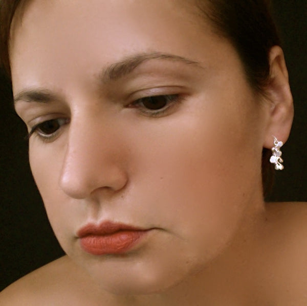Harmony stud Earrings, satin silver by Fiona DeMarco