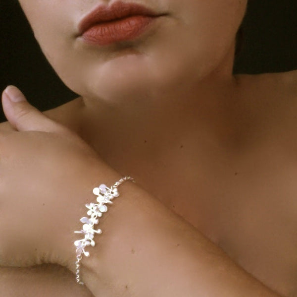 Harmony semi Bracelet, satin silver by Fiona DeMarco