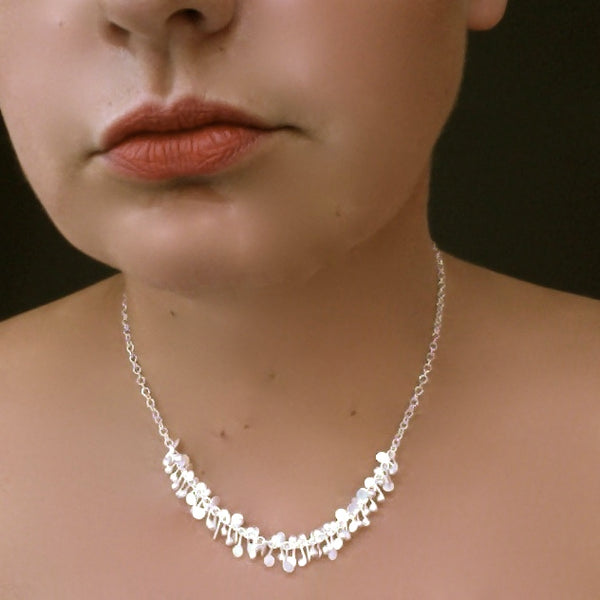 Harmony semi Necklace, satin silver by Fiona DeMarco