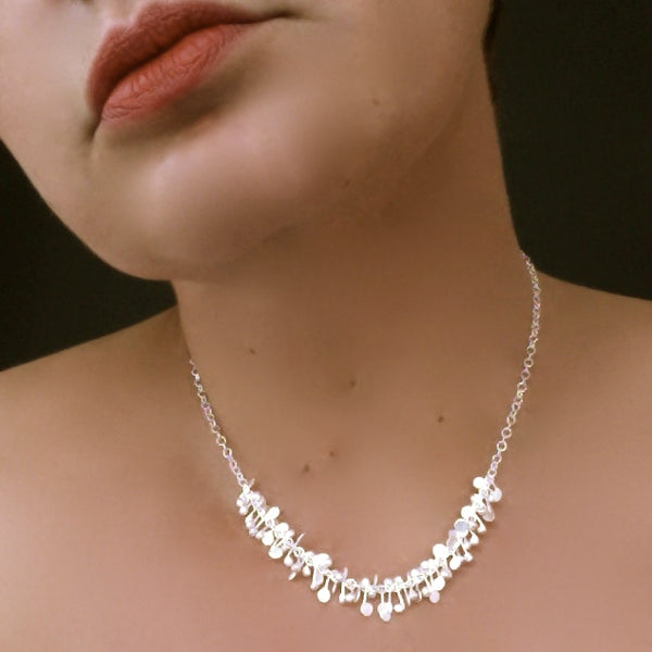 Harmony semi Necklace, satin silver by Fiona DeMarco