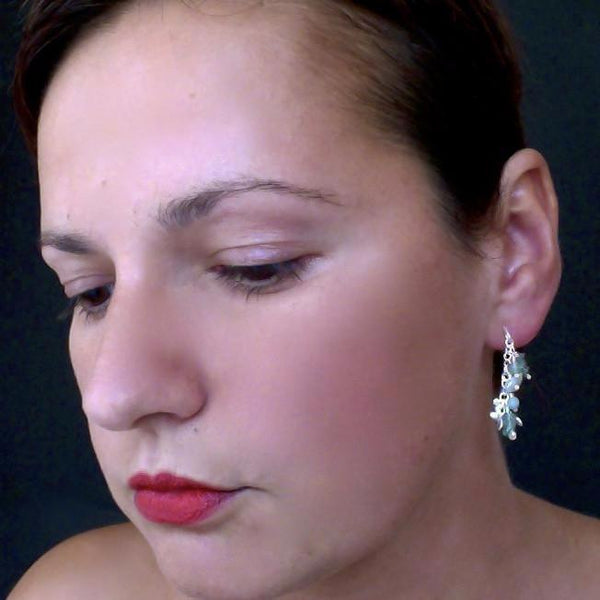 Adorn stud Earrings with amazonite, apatite and aventurine, satin silver by Fiona DeMarco