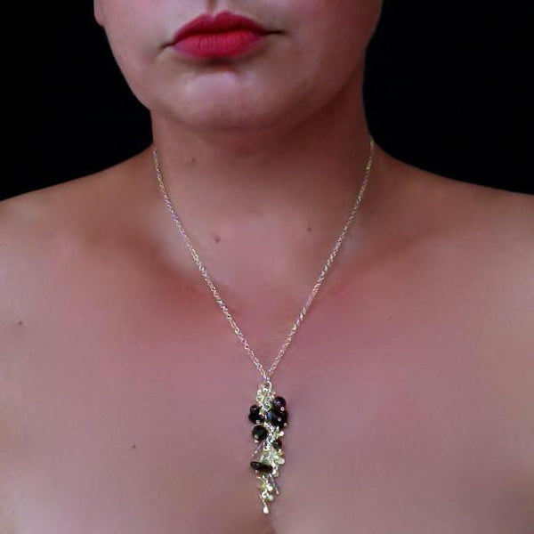 Adorn Precious Pendant with smoky quartz, 18ct yellow gold satin by Fiona DeMarco