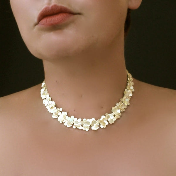 Symphony Precious Necklace, 18ct yellow gold satin by Fiona DeMarco