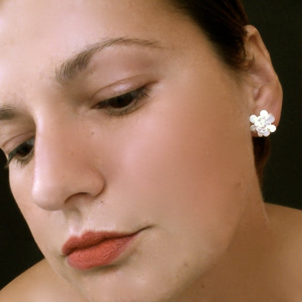 Symphony reverse stud Earrings, satin silver by Fiona DeMarco