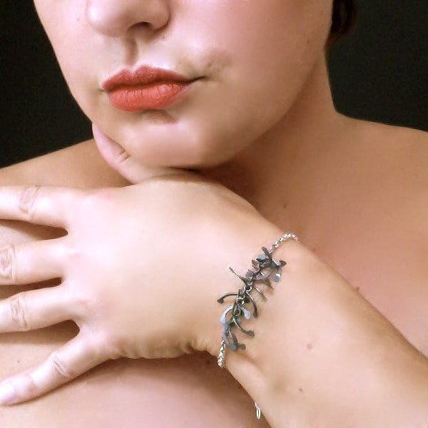 Contour semi Bracelet, oxidised silver by Fiona DeMarco