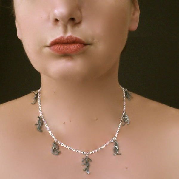 Contour charm Necklace, oxidised silver by Fiona DeMarco