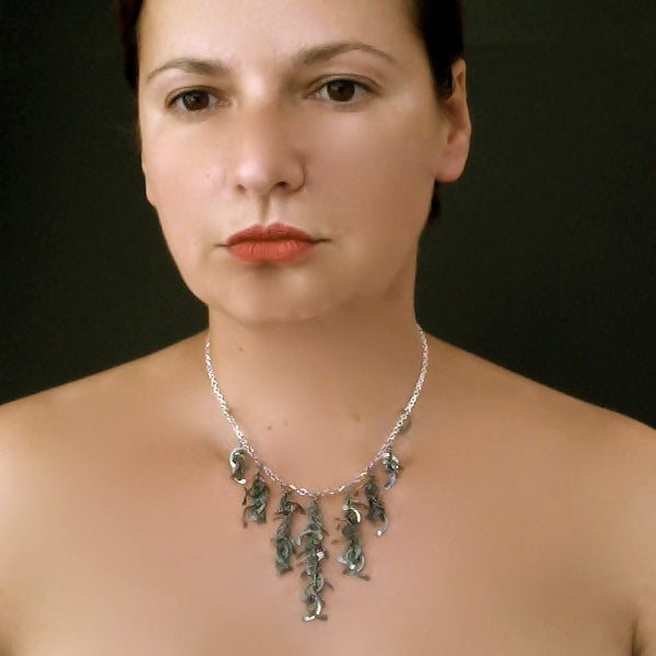 Contour semi graduated Necklace, oxidised silver by Fiona DeMarco