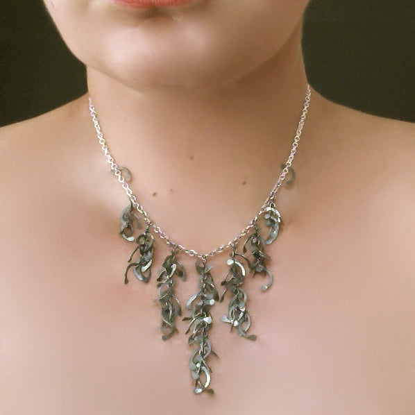 Contour semi graduated Necklace, oxidised silver by Fiona DeMarco