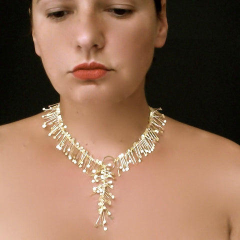 Signature Precious lariat Necklace, 18ct yellow gold satin by Fiona DeMarco