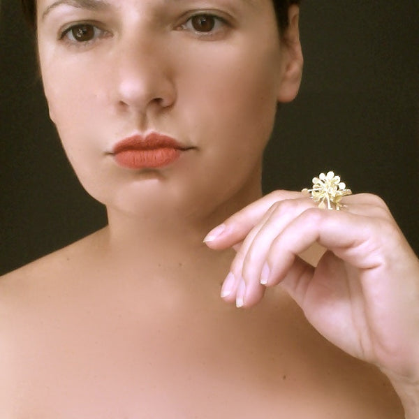 Signature Precious cluster Ring, 18ct yellow gold satin by Fiona DeMarco