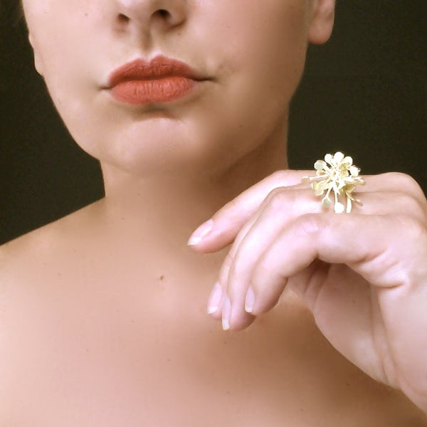 Signature Precious cluster Ring, 18ct yellow gold satin by Fiona DeMarco