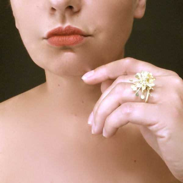 Signature Precious cluster Ring, 18ct yellow gold satin by Fiona DeMarco