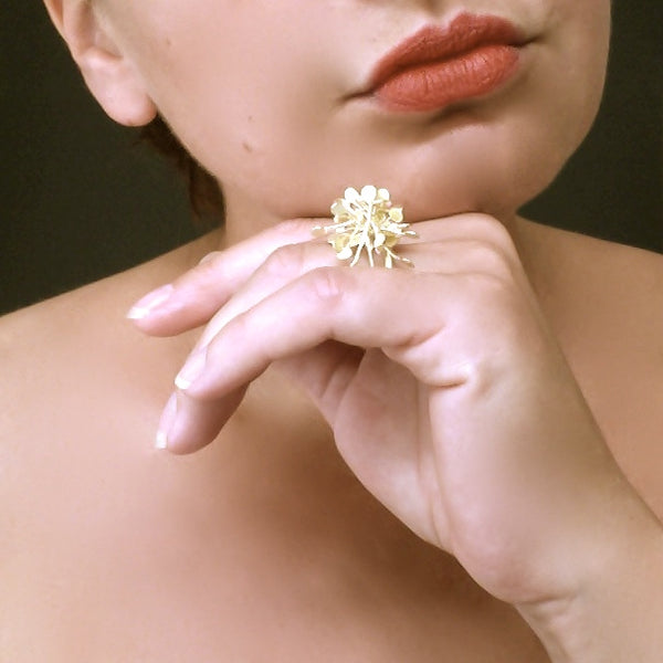 Signature Precious cluster Ring, 18ct yellow gold satin by Fiona DeMarco