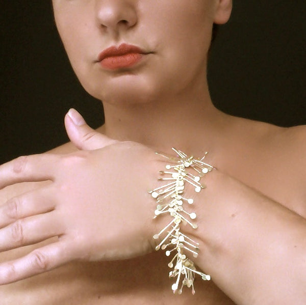 Signature Precious Bracelet, 18ct yellow gold satin by Fiona DeMarco