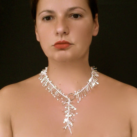 Signature lariat Necklace, polished silver by Fiona DeMarco