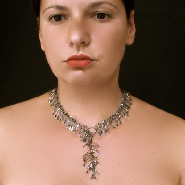 Signature lariat Necklace, oxidised silver by Fiona DeMarco