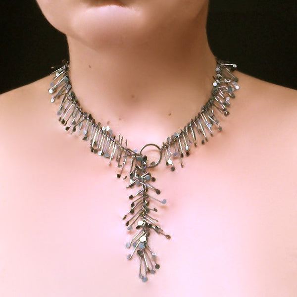 Signature lariat Necklace, oxidised silver by Fiona DeMarco