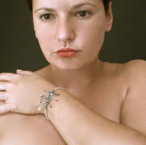 Signature semi Bracelet, oxidised silver by Fiona DeMarco