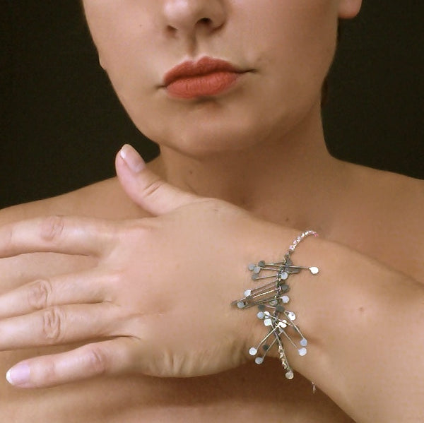 Signature semi Bracelet, oxidised silver by Fiona DeMarco