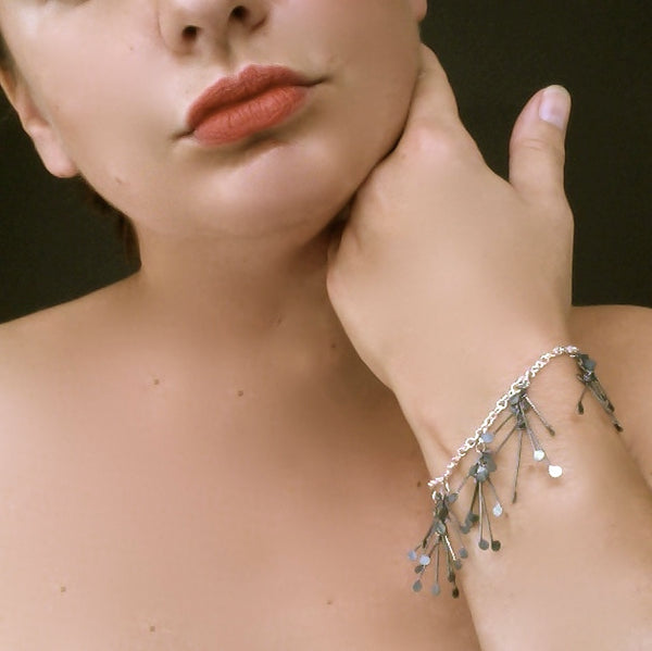 Signature charm Bracelet, oxidised silver by Fiona DeMarco