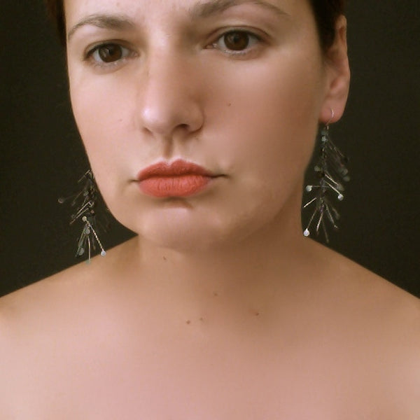 Signature dangling Earrings, oxidised silver by Fiona DeMarco