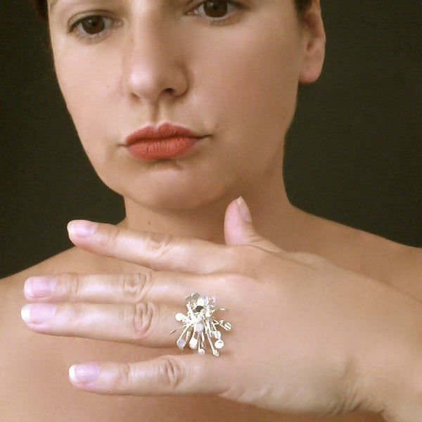 Signature Cluster Ring, polished silver by Fiona DeMarco