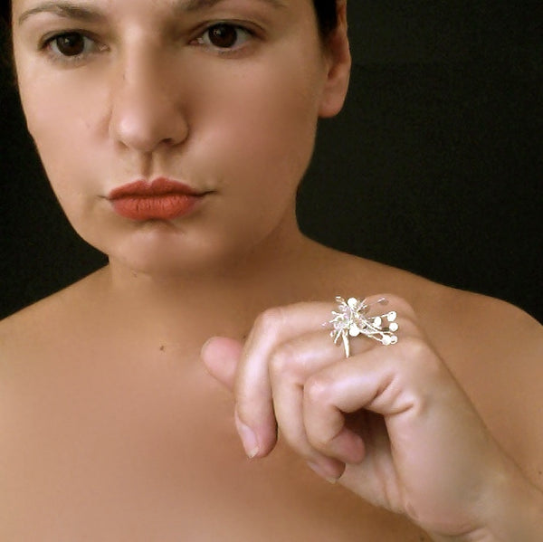 Signature Cluster Ring, polished silver by Fiona DeMarco