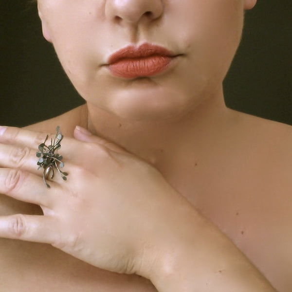 Signature Cluster Ring, oxidised silver by Fiona DeMarco