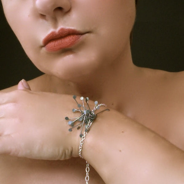 Signature Cluster Bracelet, oxidised silver by Fiona DeMarco