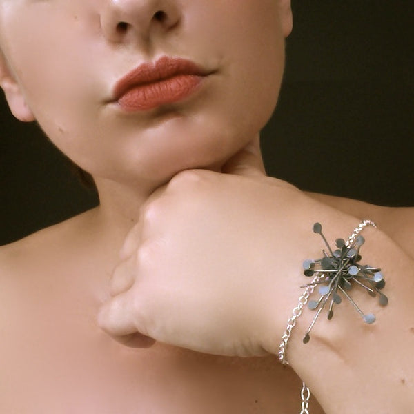 Signature Cluster Bracelet, oxidised silver by Fiona DeMarco
