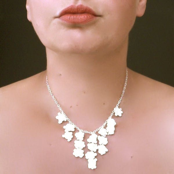 Symphony semi graduated Necklace, satin silver by Fiona DeMarco
